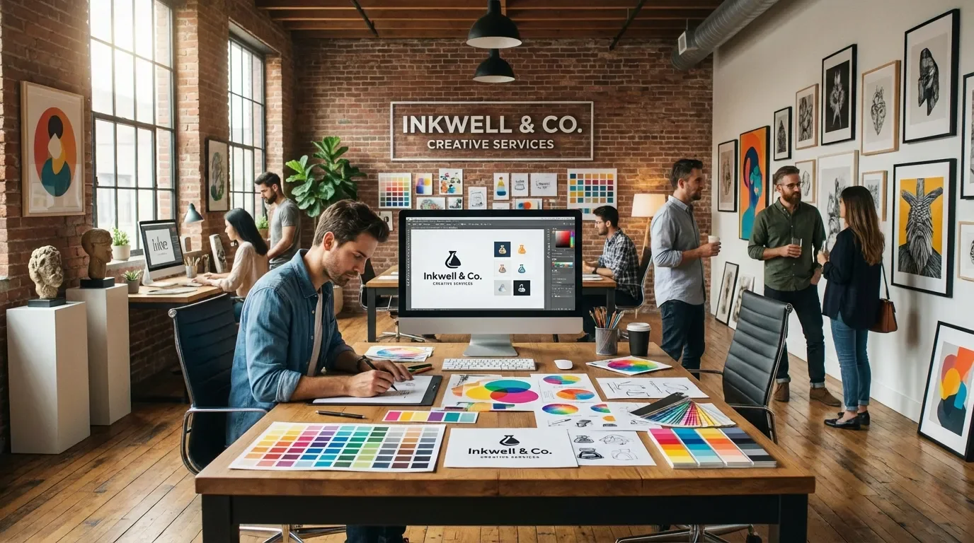 Creative branding studio workspace